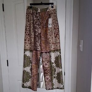 Zara Multicolor Patterned Wide-Leg Pants